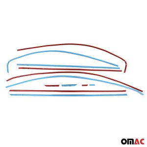 Volkswagen Jetta Window Trim - Omac - S.Steel 12 Pcs - Gloss Dark - 2011